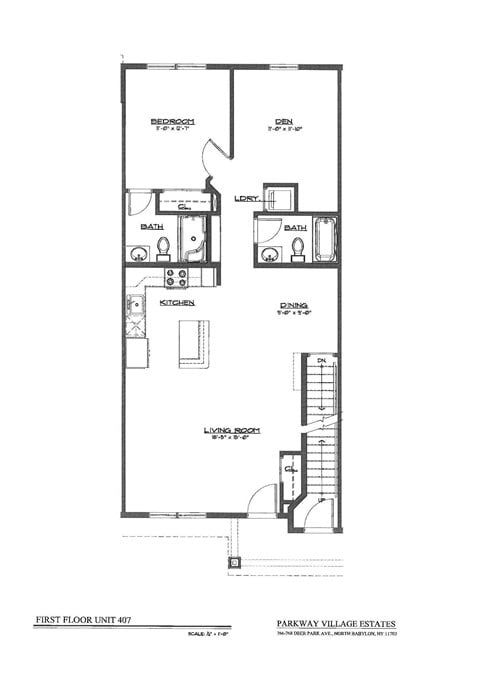 Floor plan for 2 beds, 2 baths